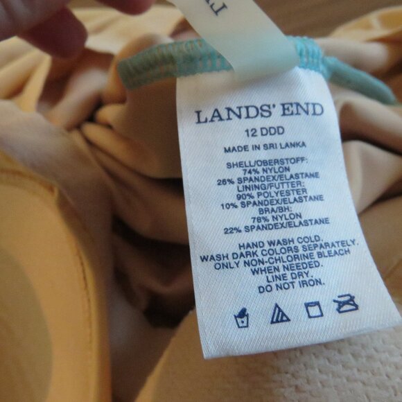 LAND'S END Geometric Floral Print One Piece Swimsuit Stretch Vacation Size 12DDD - Picture 14 of 15